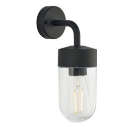 Luminosa Lighting Luminosa North 1 Light Outdoor Wall Light Textured Matt Black & Clear Glass Ip44, E27 - thumbnail 1