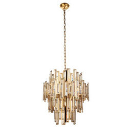 Luminosa Lighting Luminosa Viviana Pendant Ceiling Light Gold Effect Plate, Champagne Crystal, 12X E14 - thumbnail 6