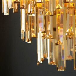 Luminosa Lighting Luminosa Viviana Pendant Ceiling Light Gold Effect Plate, Champagne Crystal, 12X E14 - thumbnail 5