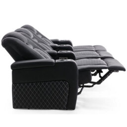 More4Homes Broadway 3 Seater Electric Recliner Cinema Sofa Usb Charging Led Base (Black W White Stitching) - thumbnail 3
