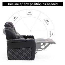 More4Homes Broadway 3 Seater Electric Recliner Cinema Sofa Usb Charging Led Base (Black W White Stitching) - thumbnail 9