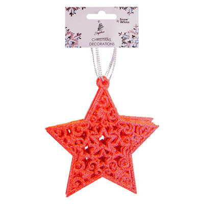 Christmas Tree Decoration Glitter Star Ornament X 6 18. 5X9. 5X1. 5Cm - image 1