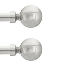 Toolty Curtain Rod Pole Finials Plain Ball - 19 mm Inox - Durable Metal Construction - Pair - thumbnail 1
