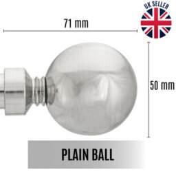 Toolty Curtain Rod Pole Finials Plain Ball - 19 mm Inox - Durable Metal Construction - Pair - thumbnail 2