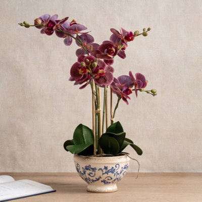 Scottish Everlastings Ltd. Scottish Everlastings 54Cm Real Touch Artificial Dark Pink Phalaenopsis Orchid In Pot - image 1