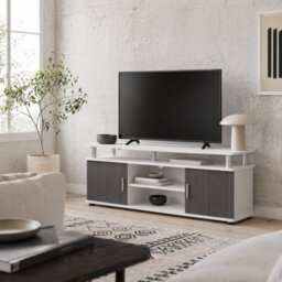 Wyld Haus Mihavi 120Cm Grey And White Media Console With Shelves And Cupboards For Tvs Up To 50 Inches - thumbnail 1