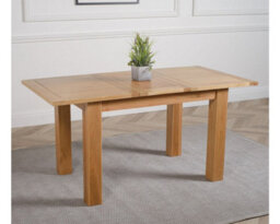 That's Furniture Hampton 120Cm - 160Cm Oak Extending Dining Table And 4 Chairs Dining Set With Washington Ivory Leather Chairs - thumbnail 4
