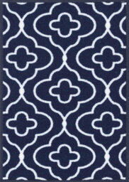 Machine Washable Quatrefoil Design Anti Slip Doormats Navy 80X150 Cm - thumbnail 3