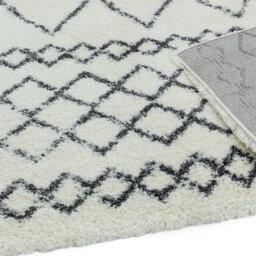 Cream Grey Geometric Luxurious Modern Shaggy Easy To Clean Rug Dining Room-160Cm X 230Cm - thumbnail 4