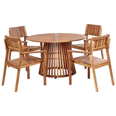 Beliani Garden Dining Set 4 Seater Agello Acacia Wood Brown - image 1