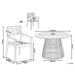 Beliani Garden Dining Set 4 Seater Agello Acacia Wood Brown - thumbnail 3