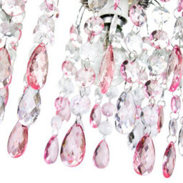 Happy Homewares Contemporary Waterfall Pendant Shade With Pink And Clear Acrylic Droplets - thumbnail 3
