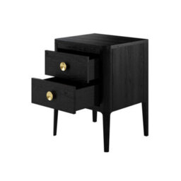 Wyld Haus Bologna Black Oak Bedside Table With Brass Handles And Two Drawers - thumbnail 5