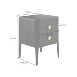 Wyld Haus Bologna Black Oak Bedside Table With Brass Handles And Two Drawers - thumbnail 6