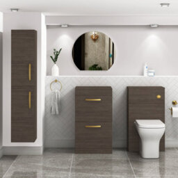 Royal Bathrooms Turin 500mm Grey Elm Floor Standing Worktop Vanity Unit - 2 Drawer With Brushed Brass Handle - thumbnail 2