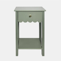 Ohs Scallop Bedside Table 1 Drawer Cabinet Nightstand Storage Unit - Sage Green - thumbnail 2