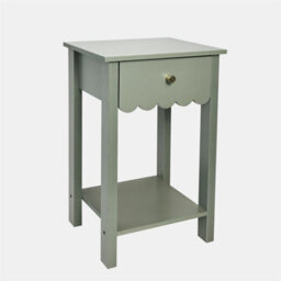 Ohs Scallop Bedside Table 1 Drawer Cabinet Nightstand Storage Unit - Sage Green - thumbnail 3