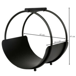 Dibor Traditional Style Black Round Fireside Log Storage Fireplace Firewood Log Holder - thumbnail 2