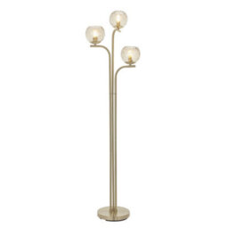 Luminosa Lighting Luminosa Dimple Complete Floor Lamp Satin Brass Plate, Champagne Lustre Glass
