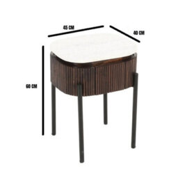 Luxor Mango Wood Bedside Table With Marble Top & Metal Legs - thumbnail 5