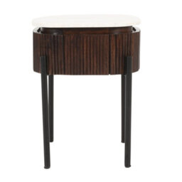 Luxor Mango Wood Bedside Table With Marble Top & Metal Legs - thumbnail 2