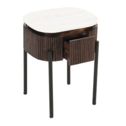 Luxor Mango Wood Bedside Table With Marble Top & Metal Legs - thumbnail 4