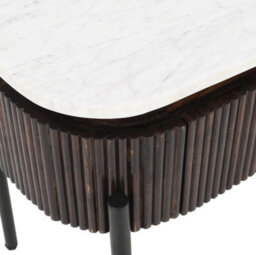 Luxor Mango Wood Bedside Table With Marble Top & Metal Legs - thumbnail 3