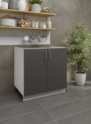 Jd Greta Adjustable Legs Kitchen Sink Unit 800mm Cabinet With Doors - Dark Grey Matt With Worktop - thumbnail 2