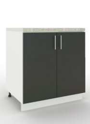 Jd Greta Adjustable Legs Kitchen Sink Unit 800mm Cabinet With Doors - Dark Grey Matt With Worktop - thumbnail 1