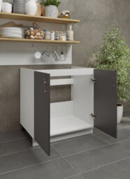 Jd Greta Adjustable Legs Kitchen Sink Unit 800mm Cabinet With Doors - Dark Grey Matt With Worktop - thumbnail 3