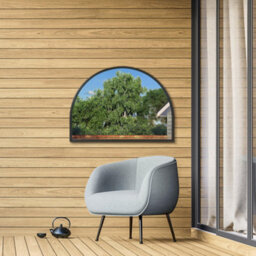 "Mirroroutlet - The Arcus - Black Metal Framed Arched Garden Wall Mirror 49"" X 35"" (125 X 90Cm)" - thumbnail 2