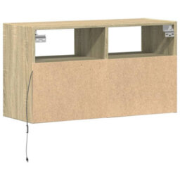 Berkfield Tv Wall Cabinet With Led Lights Sonoma Oak 80X31X45 Cm - thumbnail 8