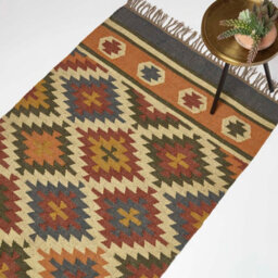Homescapes Lucea Orange & Blue Kilim Wool Rug 120 X 170 Cm - thumbnail 1