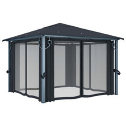 Berkfield Classic Gazebo With Curtain&led String Lights 3X3 M Anthracite Aluminium - thumbnail 6