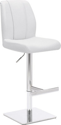 Lamboro Ravenna Signature White Real Leather Bar Stool, Chrome & Weighted Base, Home & Kitchen - image 1