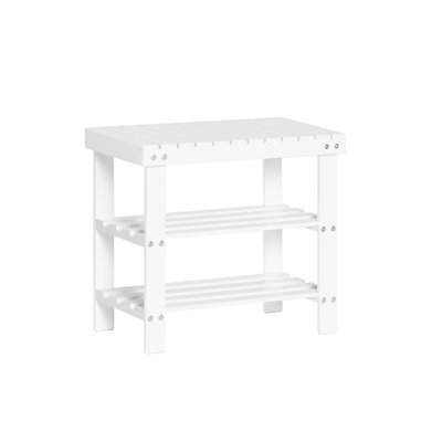 Sobuy Fsr02-K-W, Bamboo 2 Tiers Shoe Rack Shoe Bench, Bathroom Shelf,white,w50Xd29Xh45 - image 1