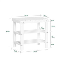 Sobuy Fsr02-K-W, Bamboo 2 Tiers Shoe Rack Shoe Bench, Bathroom Shelf,white,w50Xd29Xh45 - thumbnail 3