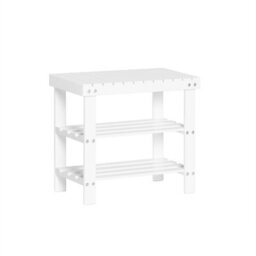 Sobuy Fsr02-K-W, Bamboo 2 Tiers Shoe Rack Shoe Bench, Bathroom Shelf,white,w50Xd29Xh45 - thumbnail 1