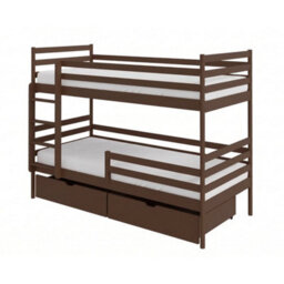 Arte Gusto Dark Chocolate Wooden Bunk Bed 90 X 200Cm - With 2 Foam Mattresses - thumbnail 1