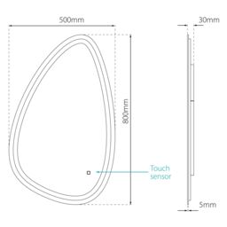 Sensio Mistral Curved Wall-Mounted Bathroom Illuminated Contemporary Colour-Changing Mirror (H)80Cm (W)55Cm - thumbnail 7