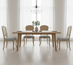 Aspect Furniture French Style Solid Wood Rattan Back Lillie Dining Chair,set Of 2-Grey Linen - thumbnail 2