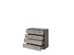 Arte Industrial Oak Wellington Chest Of Drawers 92Cm - Handle-Free, Modern Storage For Urban Living - thumbnail 2