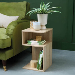 Coopers of Stortford Oak-Look Storage Side Table - Ideal For Small Spaces, 3 Shelves, Durable Mdf With Refined Oak Finish, H50 Xw30 Xl30Cm