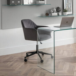 Oakham Executive Ardmore Velvet Swivel Office Chair In Grey And Black - thumbnail 2
