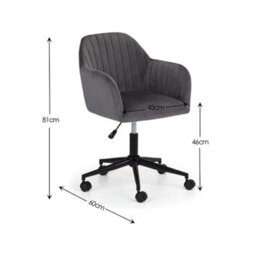 Oakham Executive Ardmore Velvet Swivel Office Chair In Grey And Black - thumbnail 6