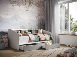 Flair Leni Day Bed With Shelves And Drawers - White/grey - thumbnail 2