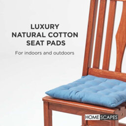 Homescapes Airforce Blue Seat Pads Or Cotton Chair Cushions 40X40 Cm, Set Of 6 Plain Chair Pads For Dining, Kitchen Or Outdoor - thumbnail 2