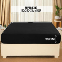 Aspire Homeware Black Fitted Sheet-(25Cm) Deep Hotel Quality -Breathable Fitted Bed Sheets Super King (L)200Cm X (W)180Cm - thumbnail 7