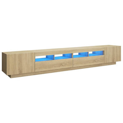 Berkfield Modern Tv Cabinet With Led Lights Sonoma Oak 260X35X40 Cm - image 1