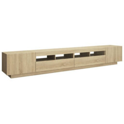Berkfield Modern Tv Cabinet With Led Lights Sonoma Oak 260X35X40 Cm - thumbnail 7